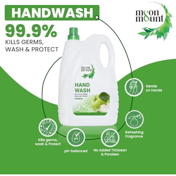 Moon & Mount MOON AND MOUNT HAND WASH PROTECTION FROM GERMS, HAND WASH LIQUIDS 5 LITER LIQUID HANDWASH FOR EVERYDAY USE (GREEN APPLE) - Image 5